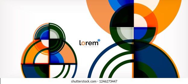 Circle abstract background, bright colorful round geometric shapes, vector illustration