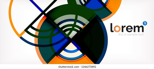 Circle abstract background, bright colorful round geometric shapes, vector illustration