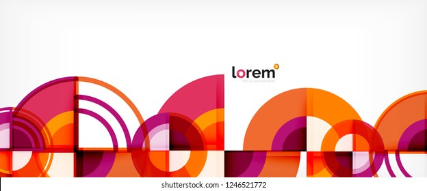 Circle abstract background, bright colorful round geometric shapes, vector illustration