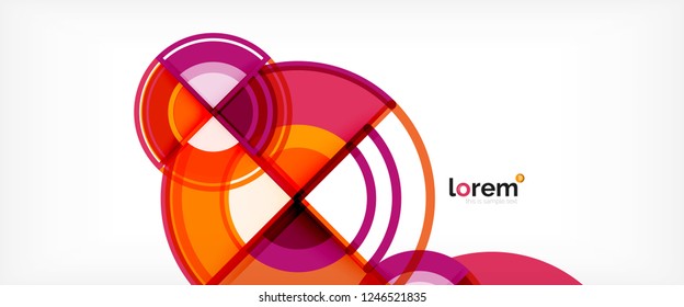 Circle abstract background, bright colorful round geometric shapes, vector illustration