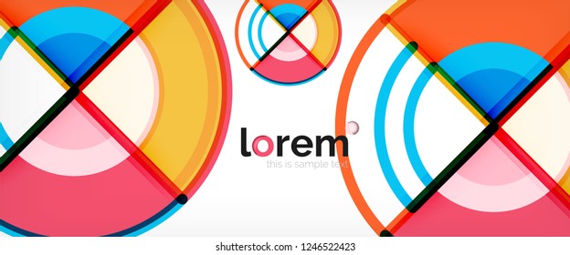 Circle abstract background, bright colorful round geometric shapes, vector illustration