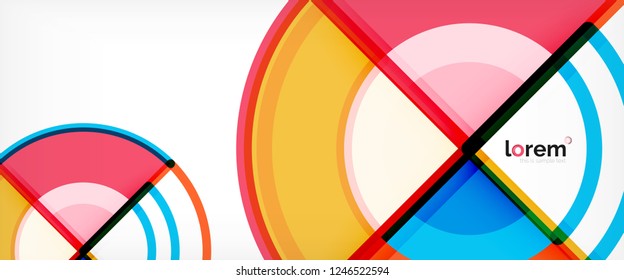 Circle abstract background, bright colorful round geometric shapes, vector illustration