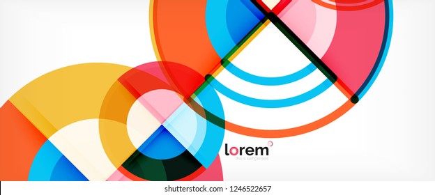 Circle abstract background, bright colorful round geometric shapes, vector illustration