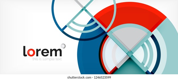 Circle abstract background, bright colorful round geometric shapes, vector illustration