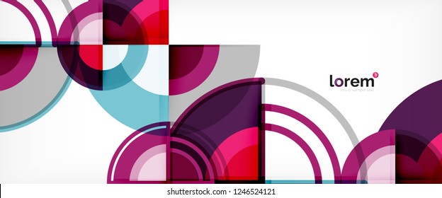 Fondo abstracto del círculo, formas geométricas redondeadas brillantes, ilustración vectorial