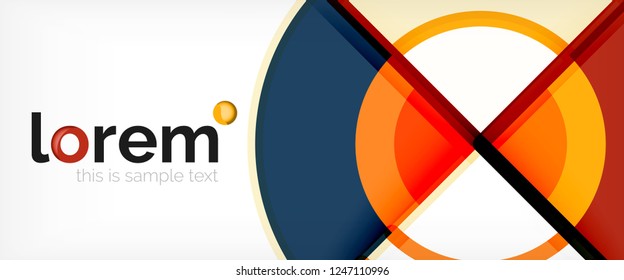 Circle abstract background, bright colorful round geometric shapes, vector illustration