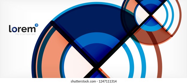 Circle abstract background, bright colorful round geometric shapes, vector illustration