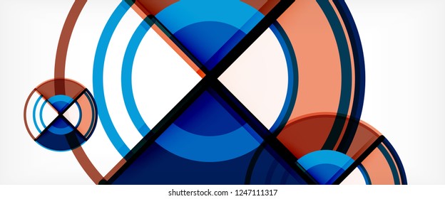 Circle abstract background, bright colorful round geometric shapes, vector illustration