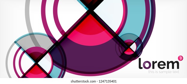 Circle abstract background, bright colorful round geometric shapes, vector illustration