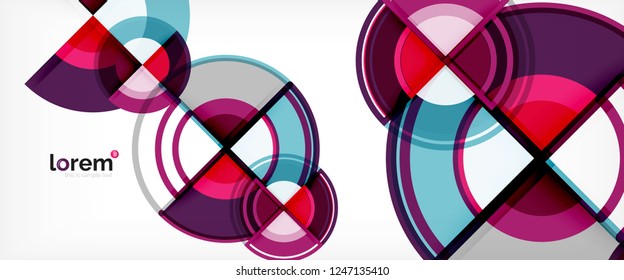 Circle abstract background, bright colorful round geometric shapes, vector illustration