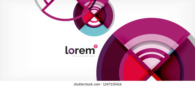 Circle abstract background, bright colorful round geometric shapes, vector illustration