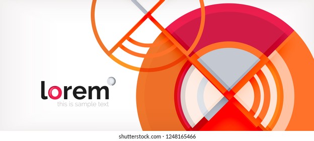 Circle abstract background, bright colorful round geometric shapes, vector illustration