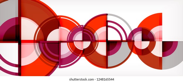 Circle abstract background, bright colorful round geometric shapes, vector illustration
