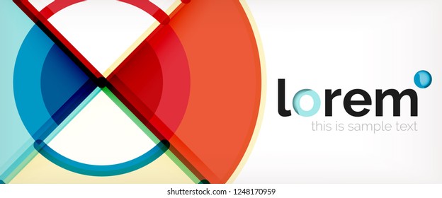 Circle abstract background, bright colorful round geometric shapes, vector illustration