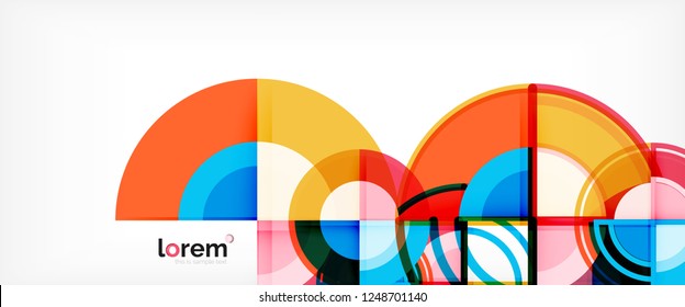 Circle abstract background, bright colorful round geometric shapes, vector illustration