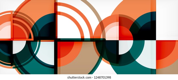 Circle abstract background, bright colorful round geometric shapes, vector illustration