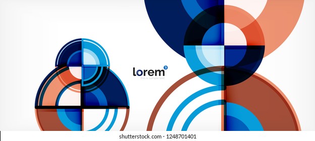 Circle abstract background, bright colorful round geometric shapes, vector illustration