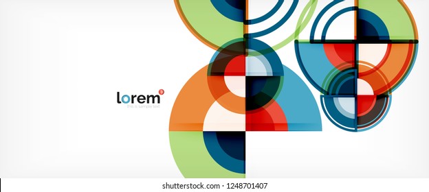 Fondo abstracto circular, formas geométricas redondeadas brillantes, ilustración vectorial