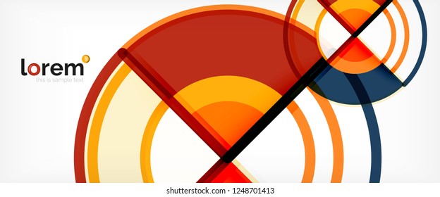 Fondo abstracto del círculo, formas geométricas redondeadas brillantes, ilustración vectorial