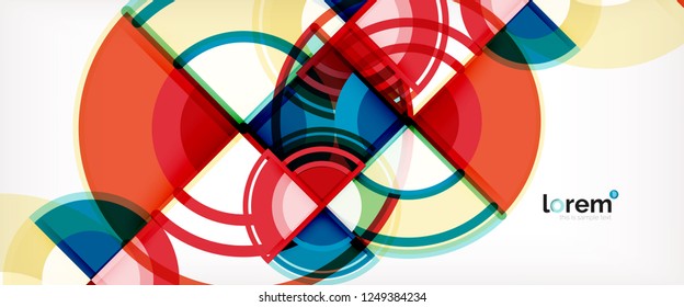 Circle abstract background, bright colorful round geometric shapes, vector illustration