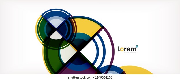 Fondo abstracto del círculo, formas geométricas redondeadas brillantes, ilustración vectorial
