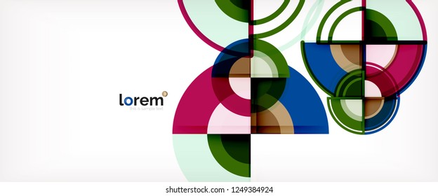 Circle abstract background, bright colorful round geometric shapes, vector illustration
