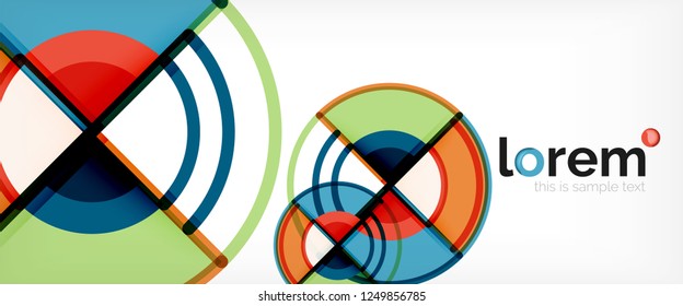 Circle abstract background, bright colorful round geometric shapes, vector illustration