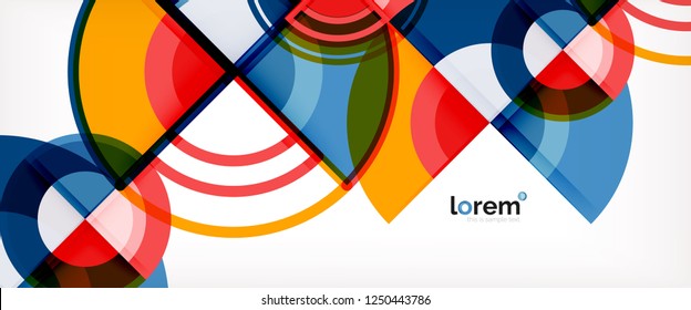 Circle abstract background, bright colorful round geometric shapes, vector illustration