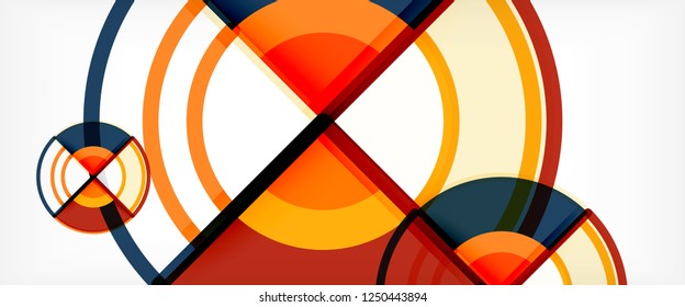 Circle abstract background, bright colorful round geometric shapes, vector illustration