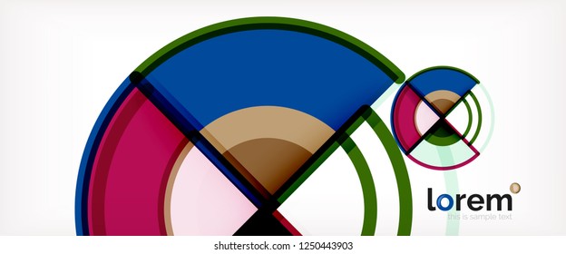 Fondo abstracto del círculo, formas geométricas redondeadas brillantes, ilustración vectorial