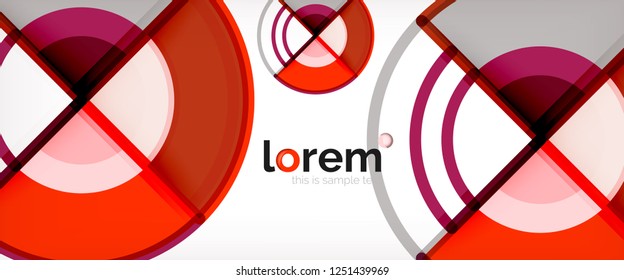 Circle abstract background, bright colorful round geometric shapes, vector illustration