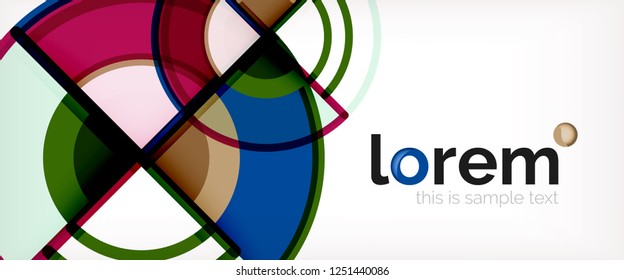 Circle abstract background, bright colorful round geometric shapes, vector illustration