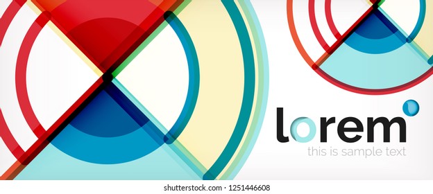 Circle abstract background, bright colorful round geometric shapes, vector illustration