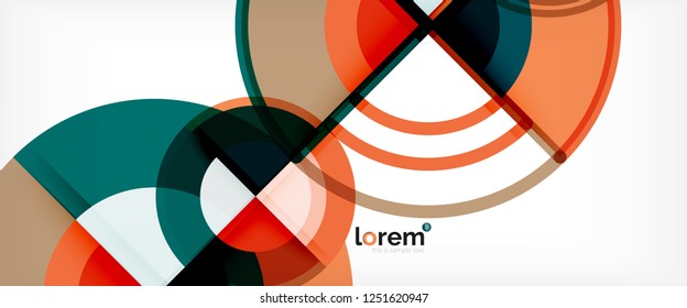 Circle abstract background, bright colorful round geometric shapes, vector illustration