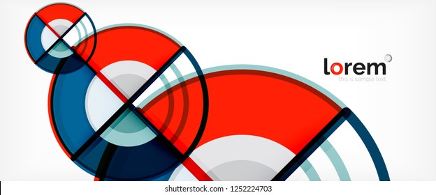 Fondo abstracto del círculo, formas geométricas redondeadas brillantes, ilustración vectorial