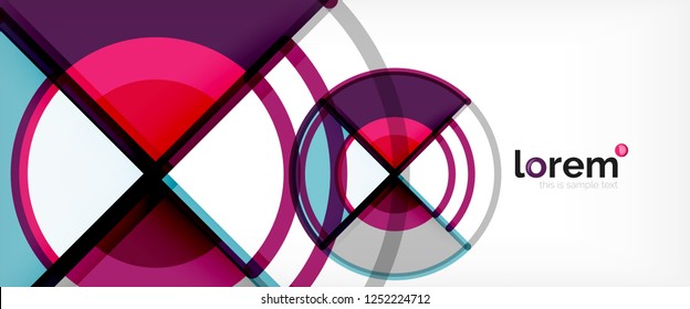 Circle abstract background, bright colorful round geometric shapes, vector illustration