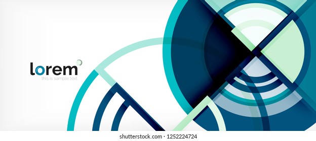 Fondo abstracto del círculo, formas geométricas redondeadas brillantes, ilustración vectorial