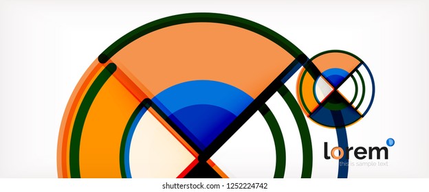 Circle abstract background, bright colorful round geometric shapes, vector illustration