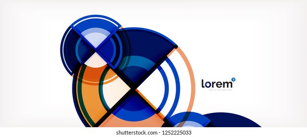 Circle abstract background, bright colorful round geometric shapes, vector illustration