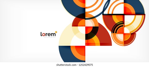 Circle abstract background, bright colorful round geometric shapes, vector illustration