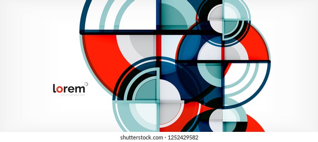 Circle abstract background, bright colorful round geometric shapes, vector illustration