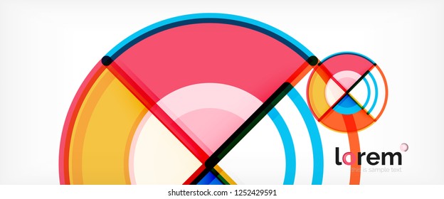 Circle abstract background, bright colorful round geometric shapes, vector illustration