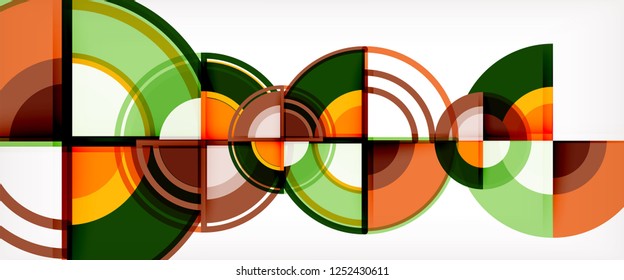 Circle abstract background, bright colorful round geometric shapes, vector illustration