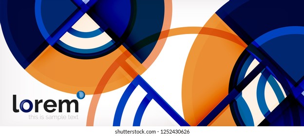 Circle abstract background, bright colorful round geometric shapes, vector illustration