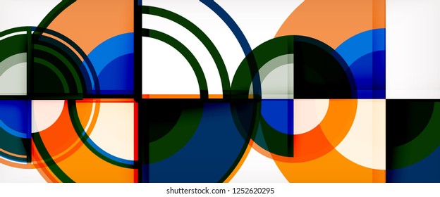 Circle abstract background, bright colorful round geometric shapes, vector illustration
