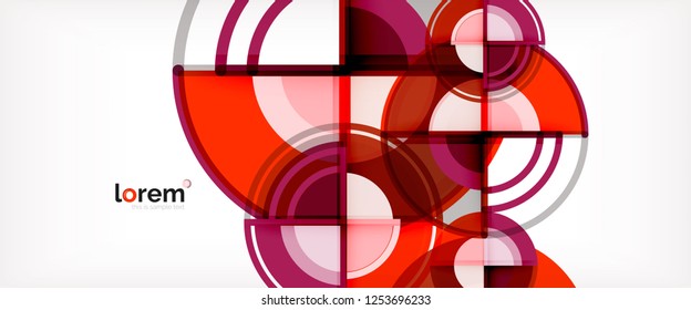 Fondo abstracto del círculo, formas geométricas redondeadas brillantes, ilustración vectorial