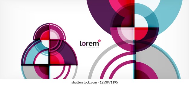 Circle abstract background, bright colorful round geometric shapes, vector illustration
