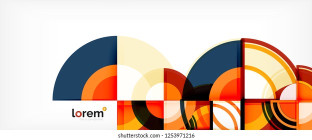 Circle abstract background, bright colorful round geometric shapes, vector illustration