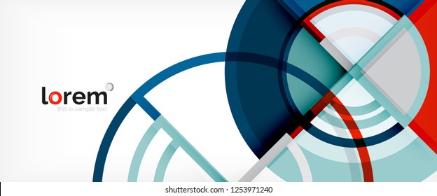 Circle abstract background, bright colorful round geometric shapes, vector illustration