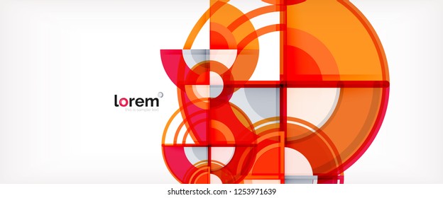 Circle abstract background, bright colorful round geometric shapes, vector illustration